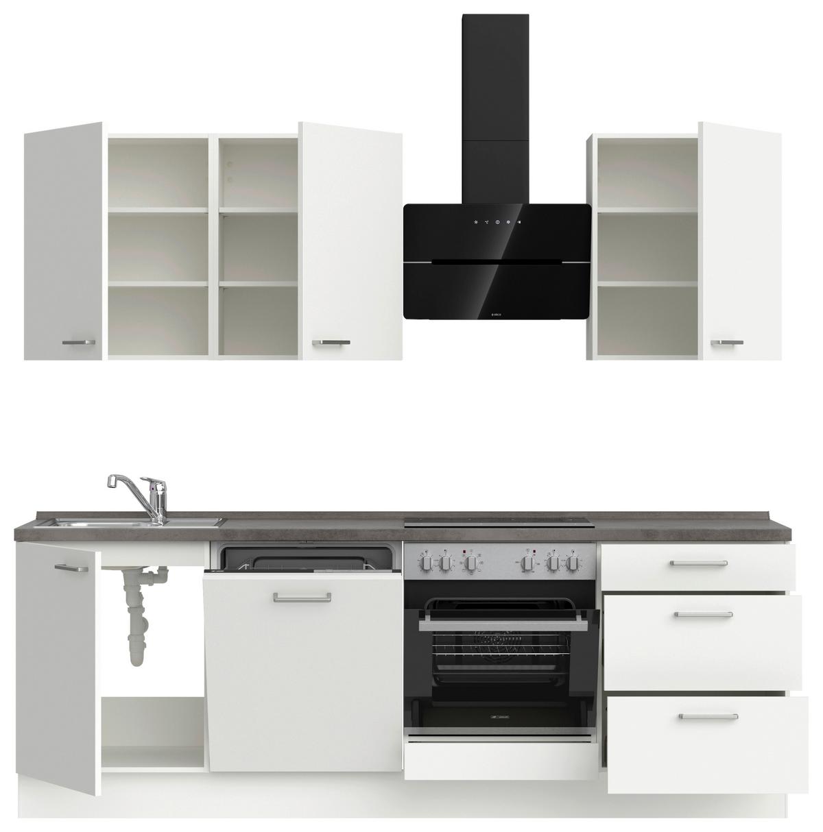 Küchenleerblock Touch High o. Geräte Weiß - Edelstahlfarben/Weiß, MODERN, Holzwerkstoff/Metall (240cm) - Nobilia