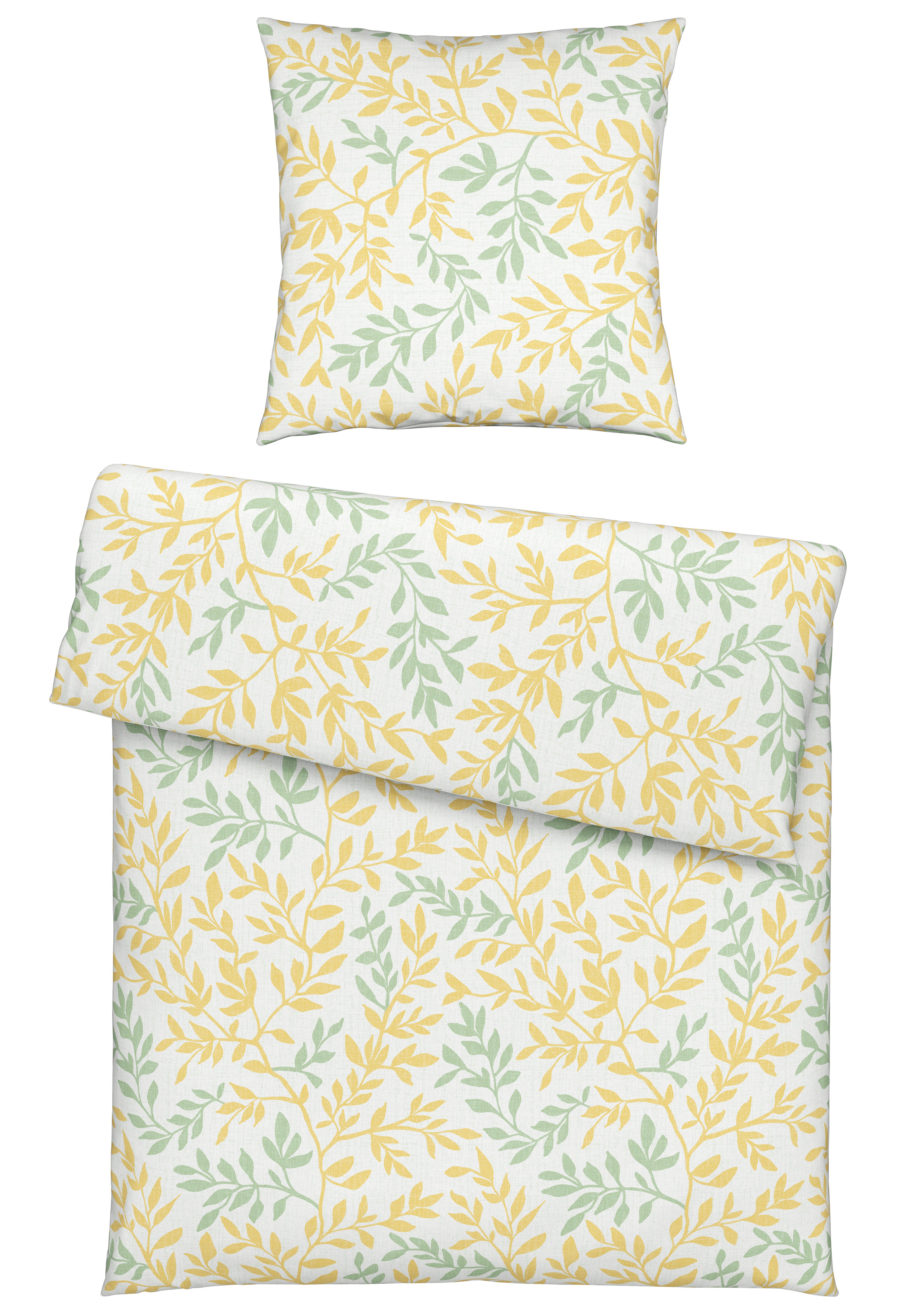 Bettwäsche Siglinde XL in Gelb/Grün ca. 155x220cm - Gelb/Grün, KONVENTIONELL, Textil (155/220cm) - Modern Living