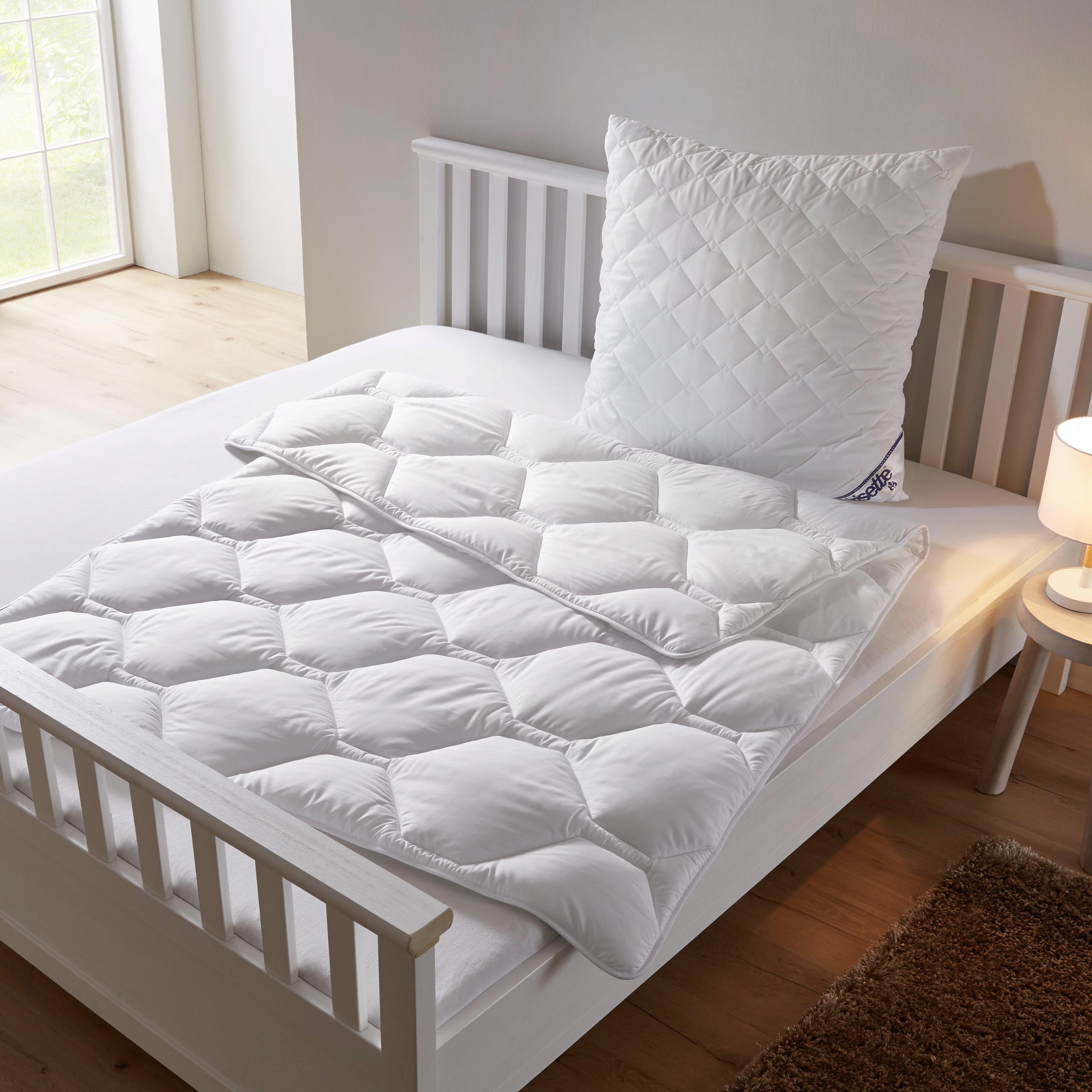 Bettdecke + Kissen Irisette ca.135x200/80x80cm - Weiß, KONVENTIONELL, Textil (135 x 200cm) - Irisette