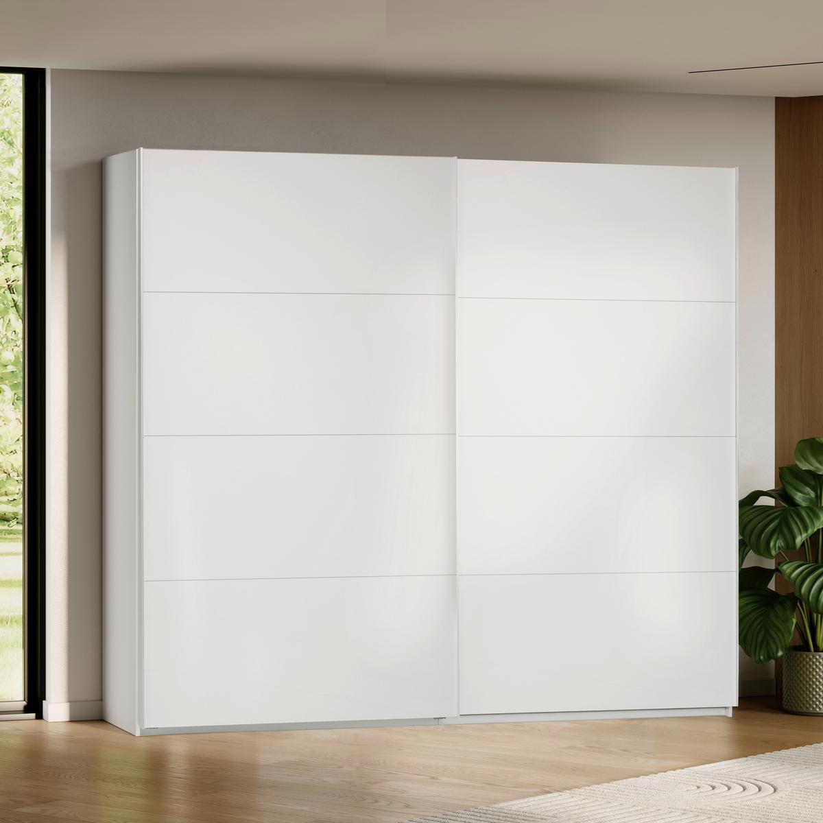 Omara Z Drsnimi Vrati Viva, Bela - bela/barve aluminija, Moderno, kovina/leseni material (250/210/62cm) - P & B