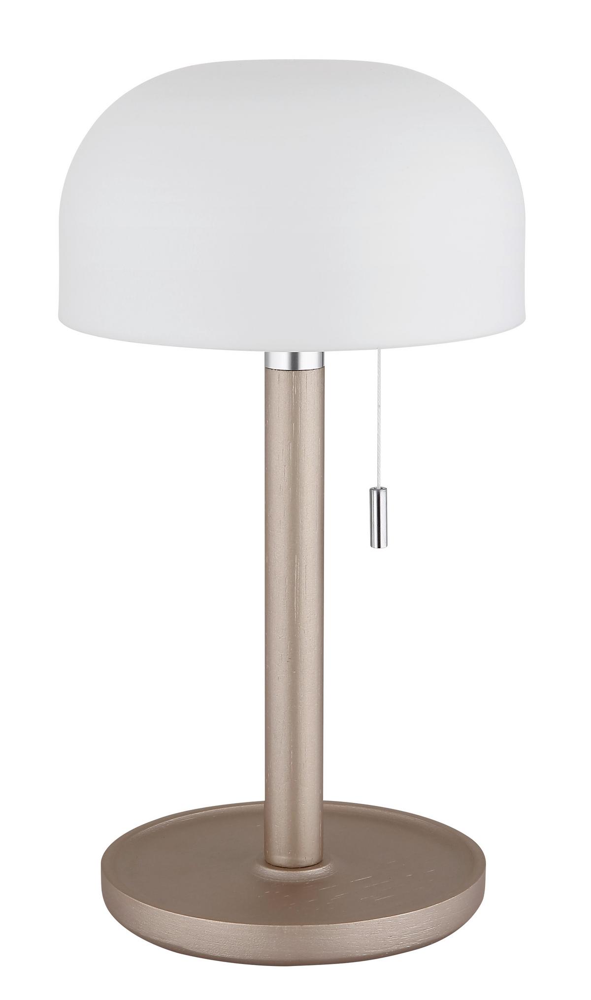 Akku-Tischleuchte Norman Weiß/Champagner max. 1,5 Watt - Champagner/Opal, Trend, Holz/Kunststoff (15/28cm) - Globo