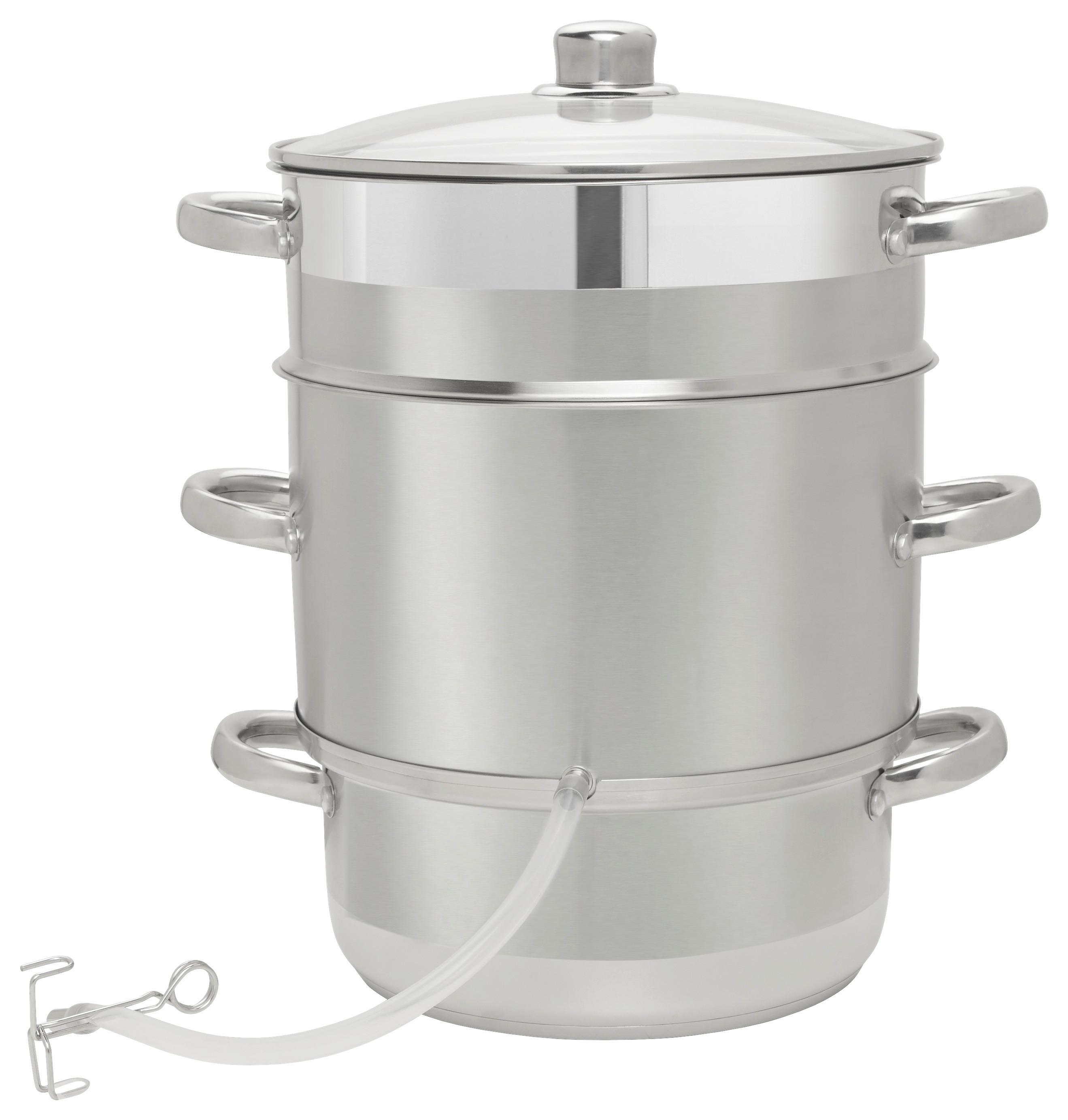 SOKOWIRÓWKA PAROWA BASIC COOKING - kolor stalowy/przezroczysty, Basics, metal/szkło (28cm) - Homeware Profession.