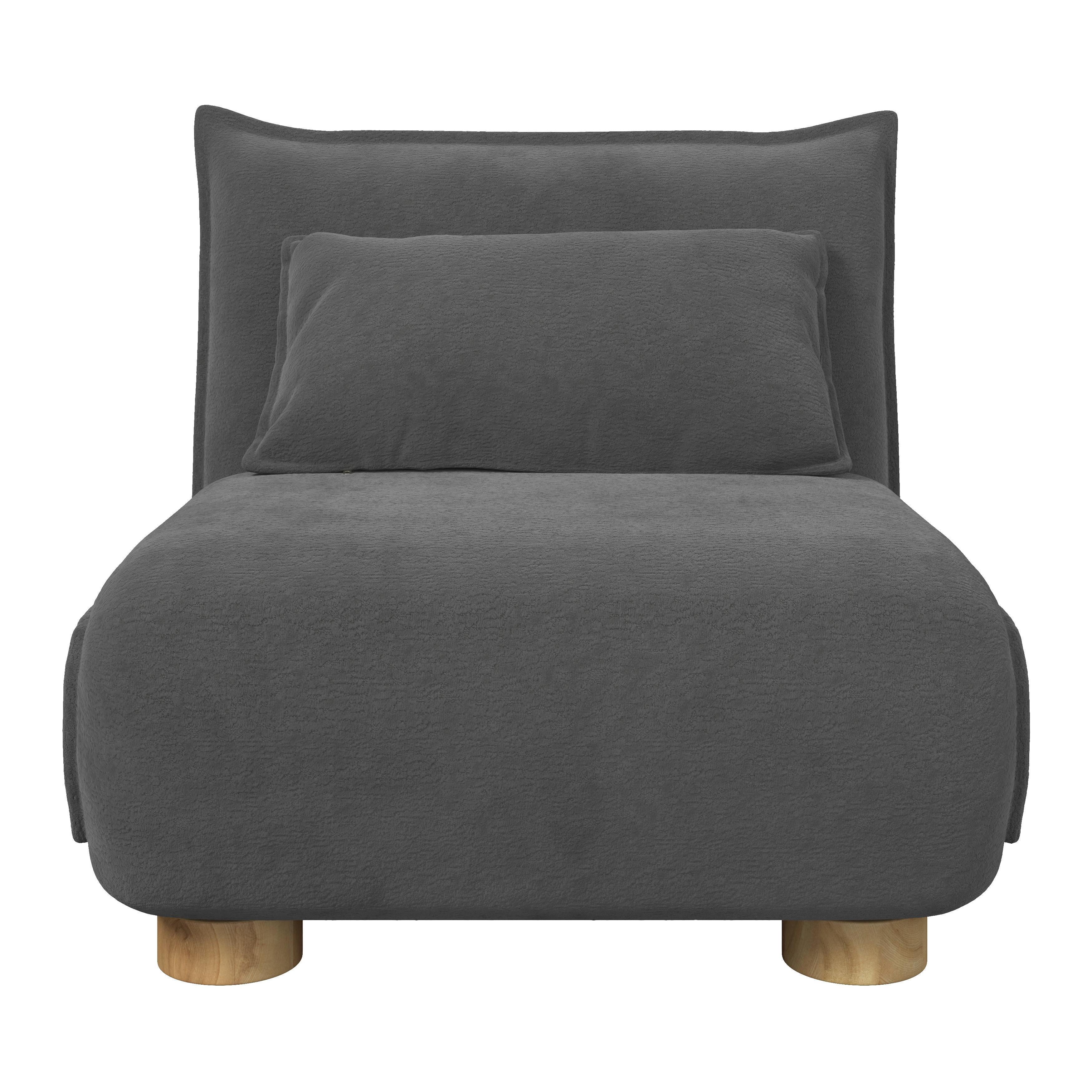 BÄDDFÅTÖLJ BELLA - mörkgrå/naturfärgad, Modern, metall/trä (85/76/84cm) - Bessagi Home