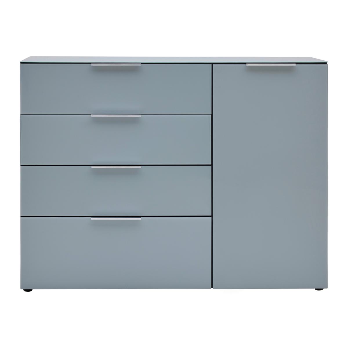 Sideboard Oakland in Grau/Graphitfarben - Chromfarben/Silberfarben, MODERN, Glas/Holzwerkstoff (134/102/42cm) - Premium Living