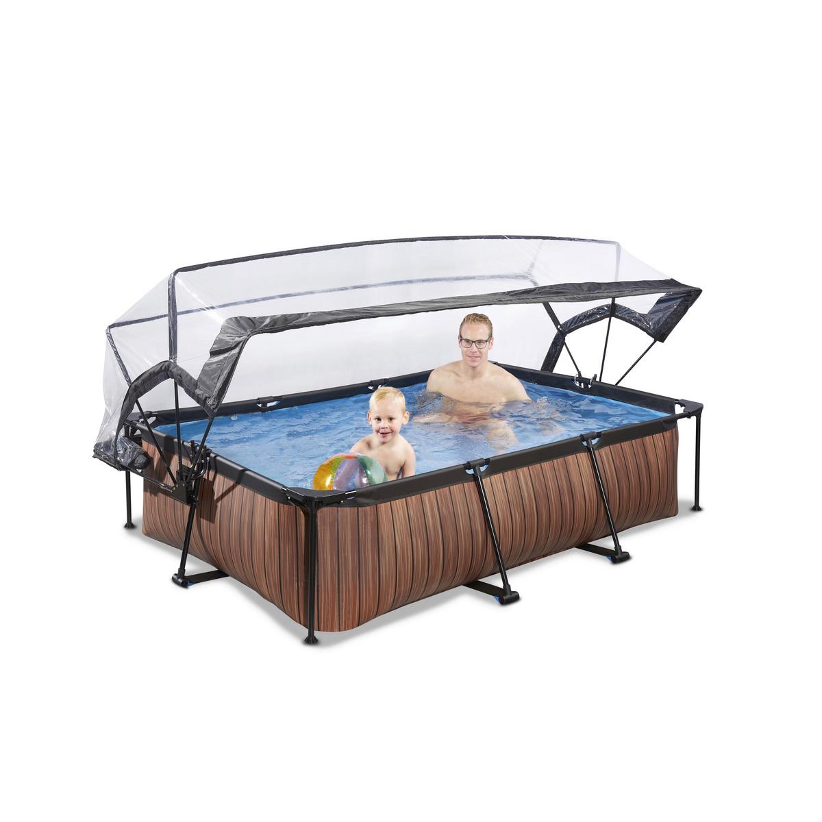 Bazen Exit Wood Pool, 220x150cm - rjava, Konvencionalno, kovina (220/150/65cm) - EXIT Toys