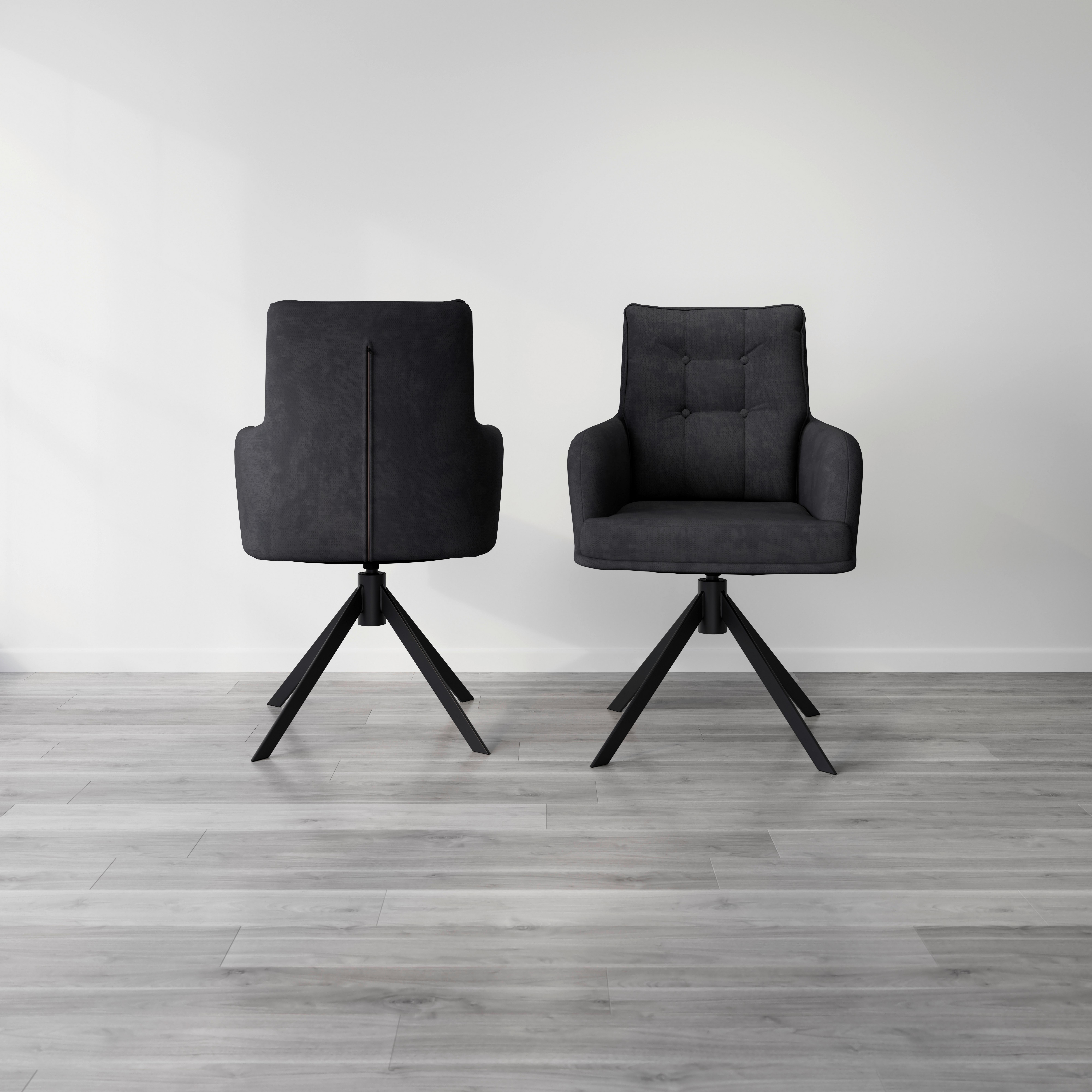 STOL MED ARMSTÖD MARIETTA - svart, Modern, metall/trä (60/92/67cm) - Bessagi Home