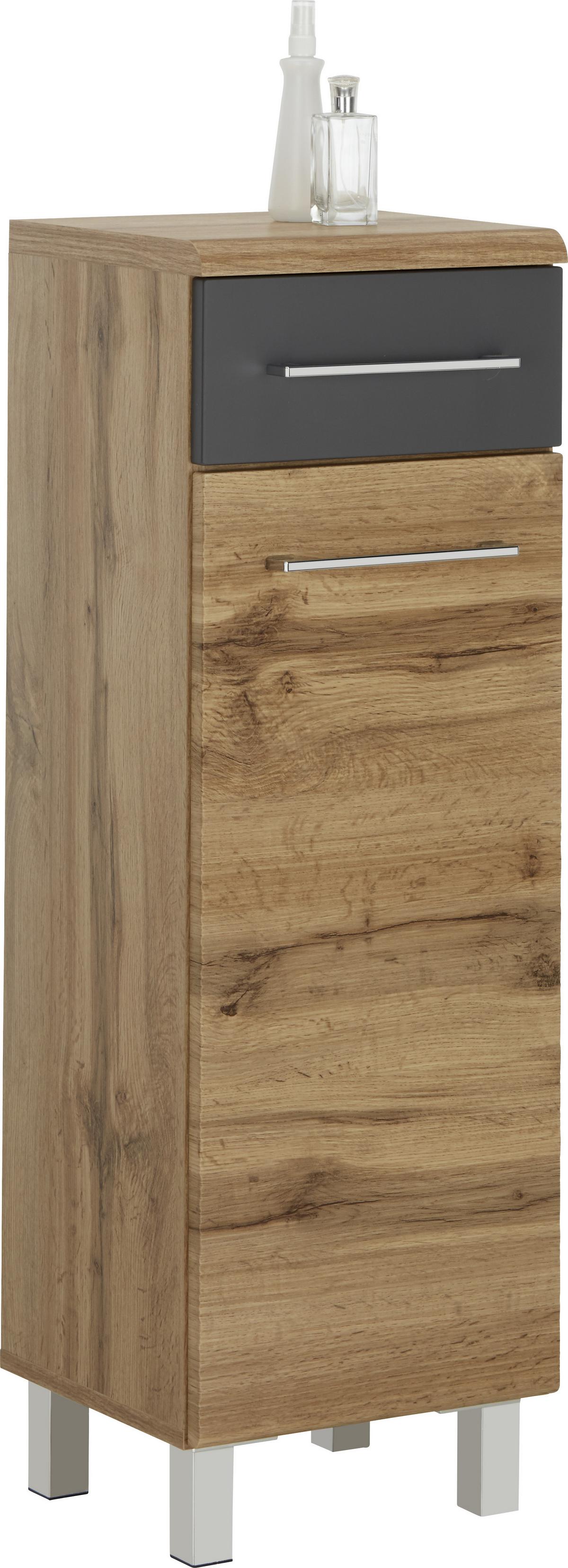 Spodnja Omarica Float, Hrast, Antracit - barve kroma/barve hrasta, Moderno, kovina/leseni material (35/106/33cm) - Premium Living