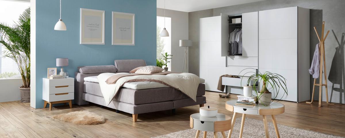 Kombischrank in Polarweiss - Weiss/Alufarben, Konventionell, Holzwerkstoff/Metall (300/216/68cm) - Premium Living