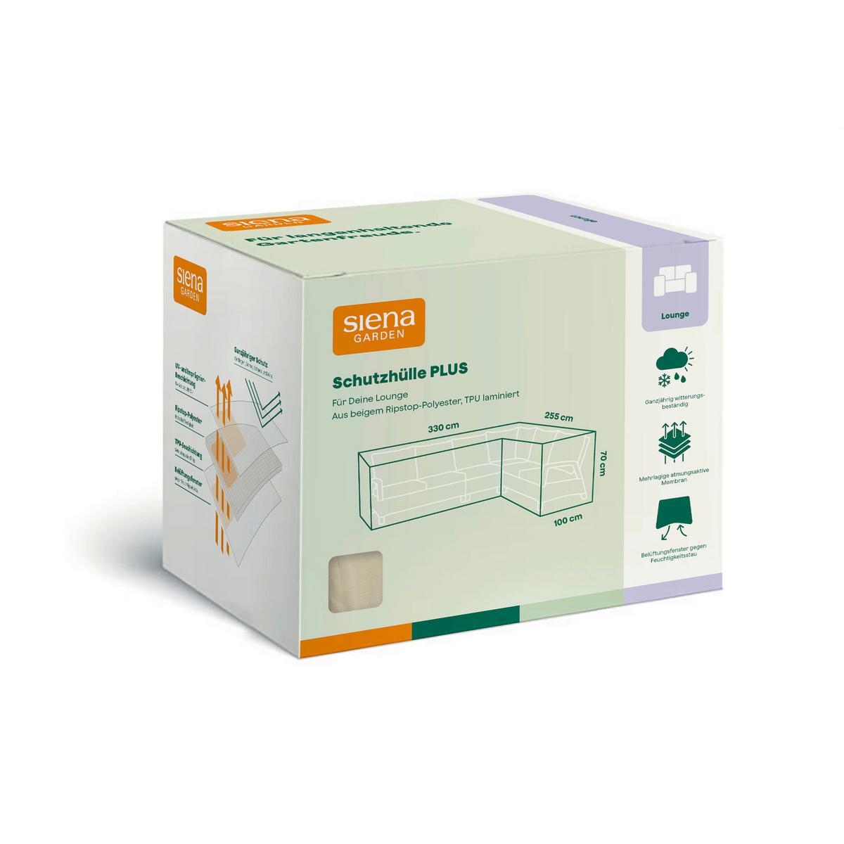 SCHUTZHÜLLE PLUS LOUNGE SCHUTZHÜLLE - Beige, MODERN, Kunststoff (255/70/330cm) - Siena Garden