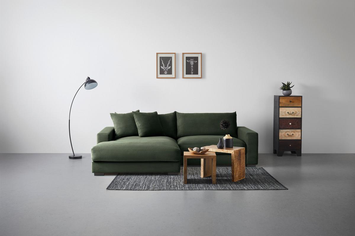Wohnlandschaft Pedro-REC.3S in Grün - Dunkelgrün, Modern, Textil (180/265cm) - Mömax