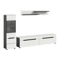 Dnevni Regal Canu, Bela, Siva, Osvetlitev, 3-Delni - črna/bela, Design, umetna masa/leseni material (221/141/33cm) - Livetastic