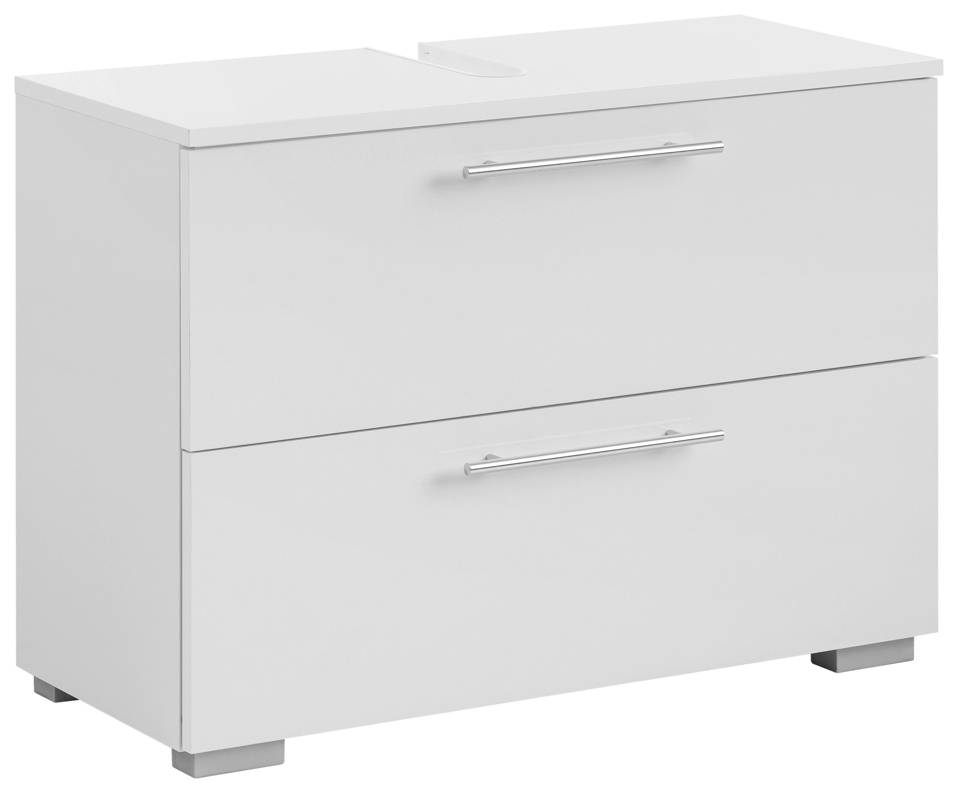 Waschbeckenunterschrank , weiß - Chromfarben/Silberfarben, KONVENTIONELL, Holzwerkstoff/Metall (80,2/59,1/35cm) - MID.YOU