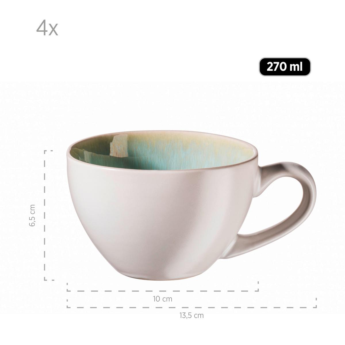 KAFFEESERVICE KAFFEETASSENSET, 934012 - Grün, Basics, Keramik (13,5/6,5/10cm) - Mäser