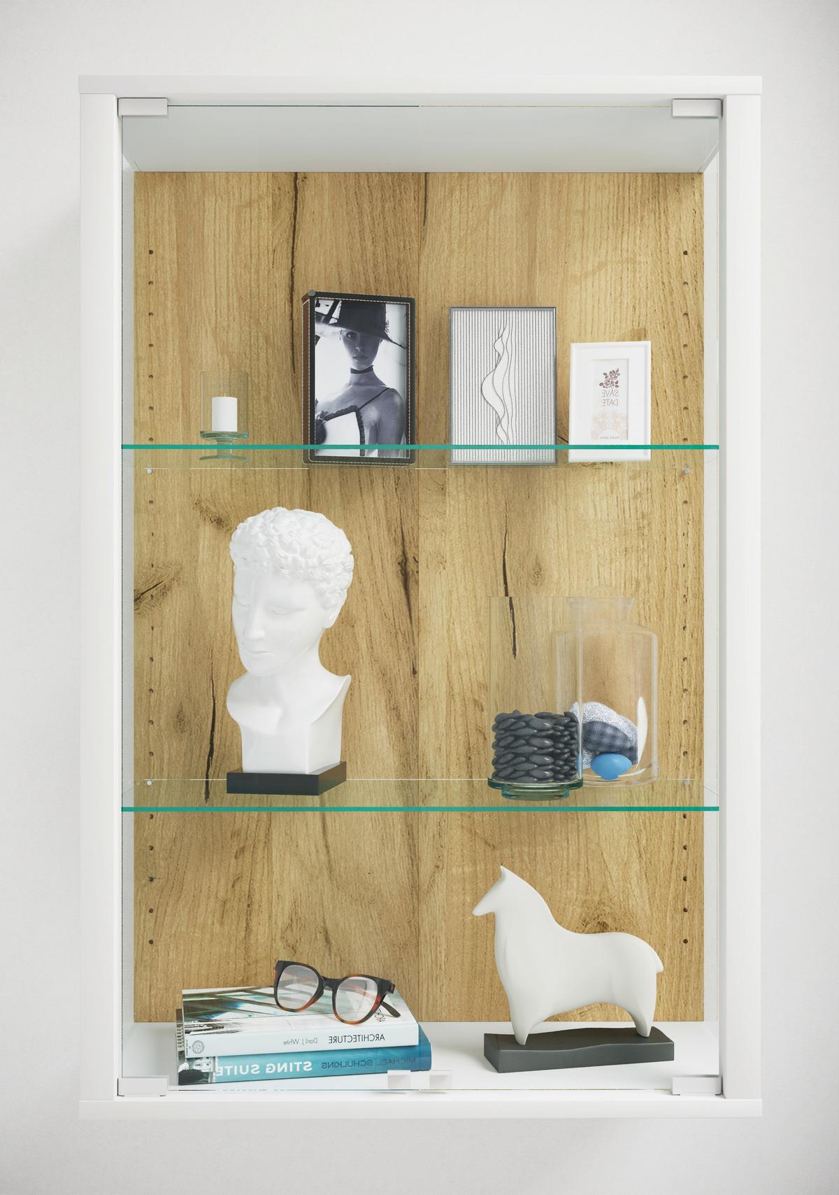 Hängevitrine Udina Honigeiche/Weiß - Honigeiche/Klar, Design, Glas/Holzwerkstoff (59/80/25cm) - Livetastic