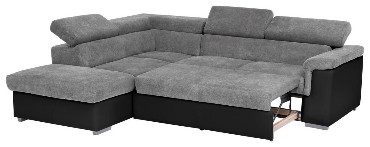 Wohnlandschaft Milla Grau/Schwarz ca. 252x217 cm - Schwarz/Grau, Basics, Holz/Textil (217/252cm) - MID.YOU