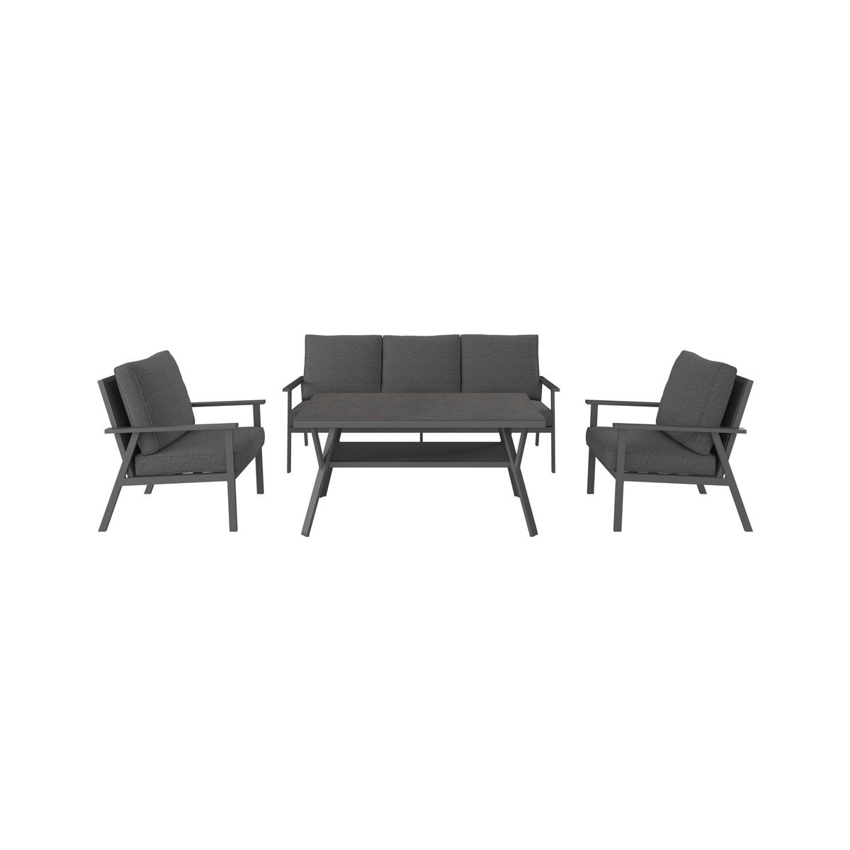 Lounge Garnitura Genua, Črna, Antracit, 4-Delno - črna/antracit, Moderno, kovina/steklo - Beldano