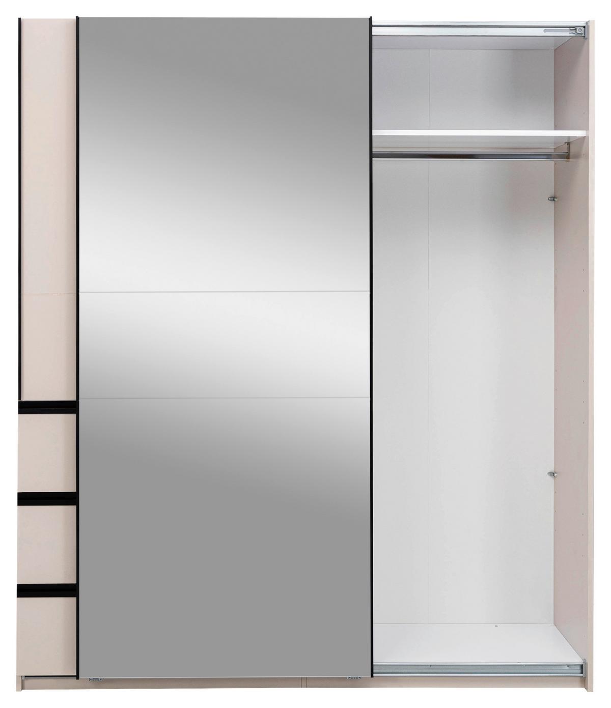 Omara Z Drsnimi Vrati Wilma, Kašmir - kašmir/črna, Moderno, kovina/leseni material (175/210/61,5cm) - P & B