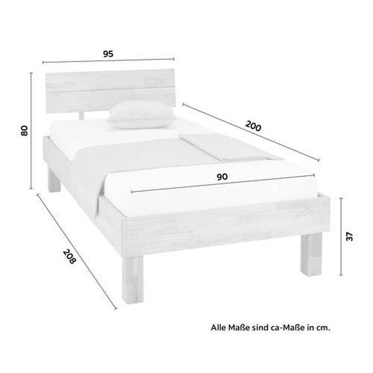 Bett aus Eiche massiv ca. 200x200cm - Eichefarben, KONVENTIONELL, Holz (200/200cm) - ecoTree