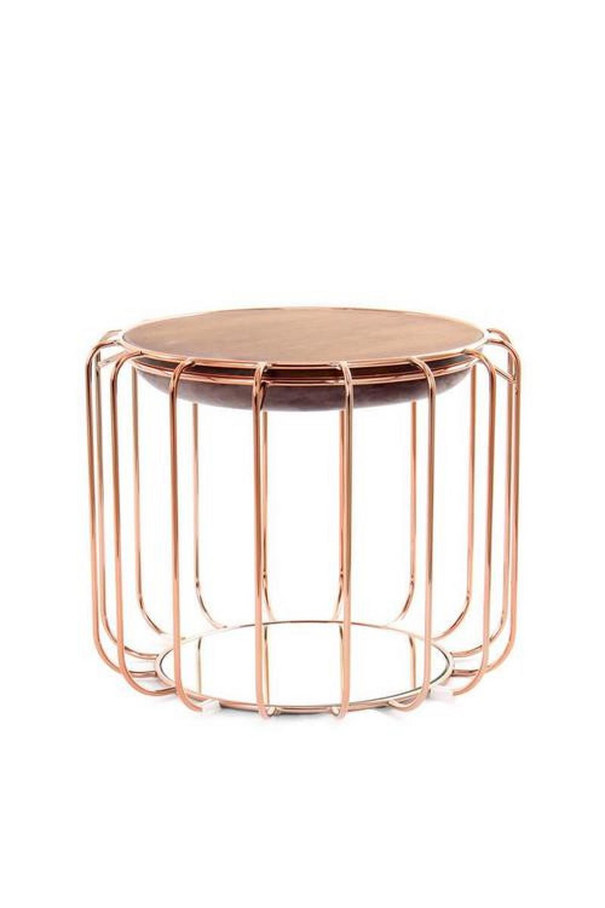 BEISTELLTISCH E3IDH - Violett/Kupferfarben, Basics, Glas/Holzwerkstoff (50/50/45cm) - Kayoom