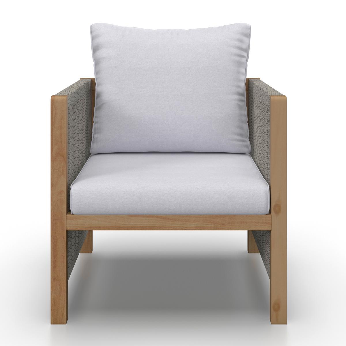 Loungegarnitur Effie Hellgrau Holz/Textil - Hellgrau, Modern, Holz/Kunststoff (124/64,5/63,5cm) - Bessagi Garden