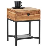 Nachttisch in Akaziefarben - Weiss/Schwarz, Natur, Holz/Stein (40/55/35cm) - Zandiara