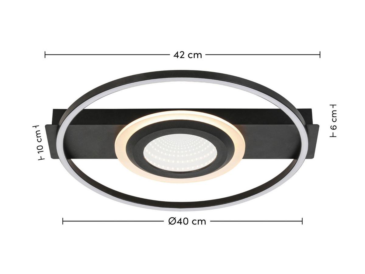 LAMPA SUFITOWA LED JESSY - czarny, Trend, tworzywo sztuczne/metal (42/40/6cm) - Novel