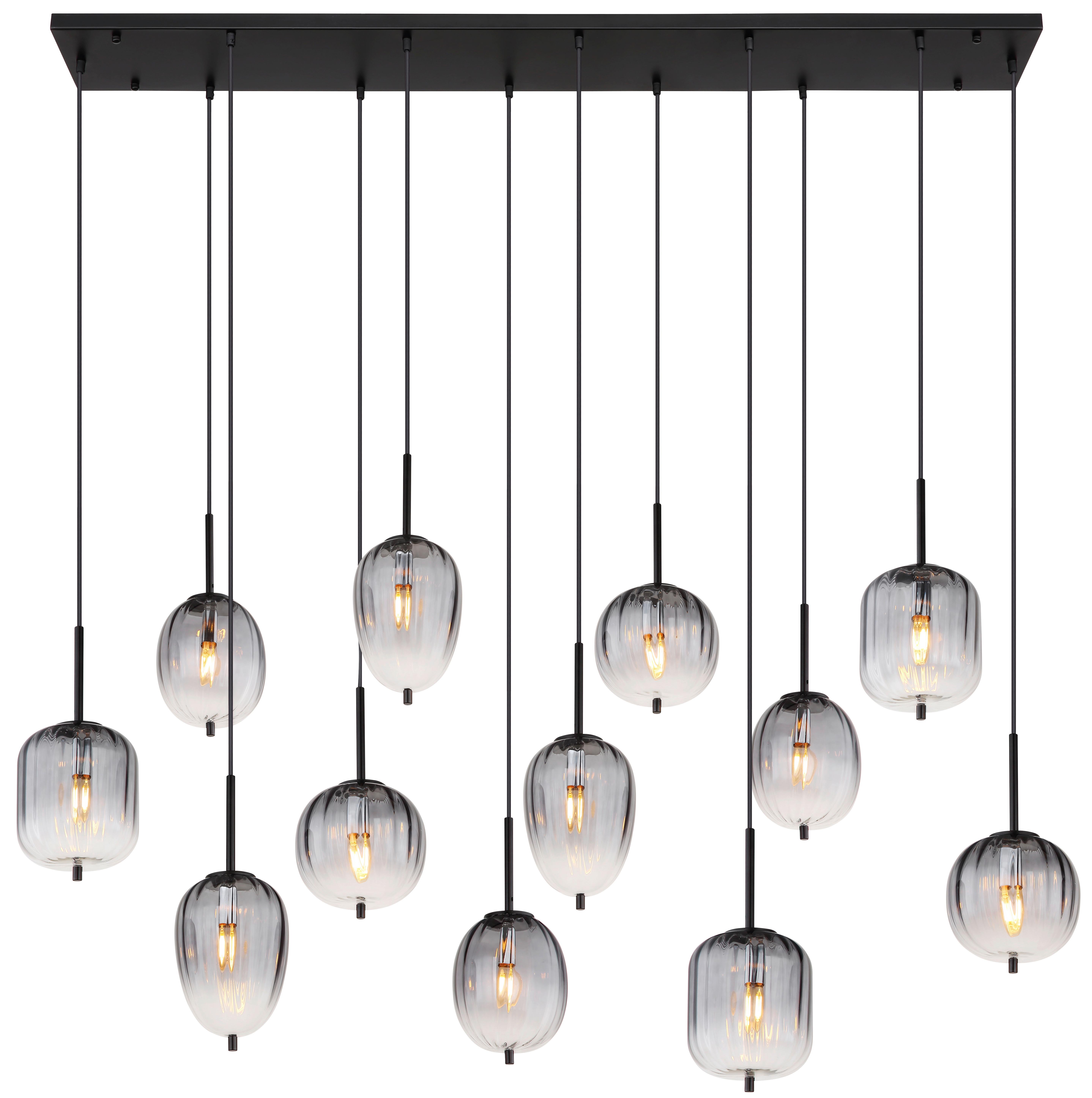 Viseča Svetilka 15215-12 - črna/prozorno, Design, kovina/umetna masa (160/34/130cm) - Globo