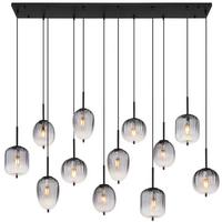 HÄNGELEUCHTE 15215-12 - Klar/Schwarz, Design, Glas/Kunststoff (160/34/130cm) - Globo