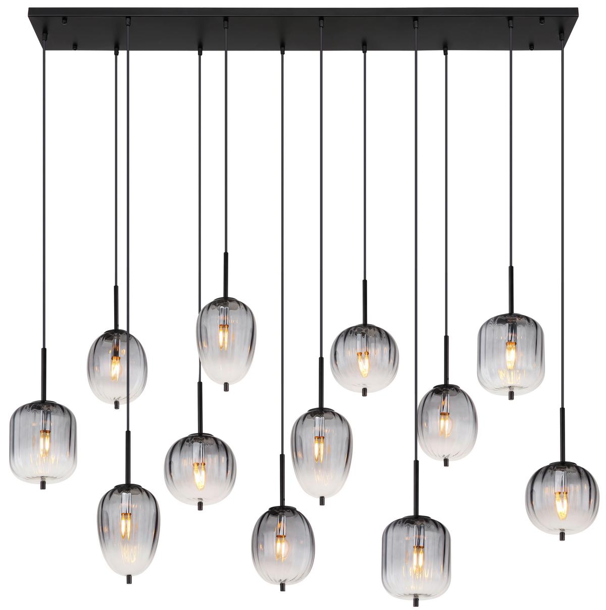 HÄNGELEUCHTE 15215-12 - Klar/Schwarz, Design, Glas/Kunststoff (160/34/130cm) - Globo