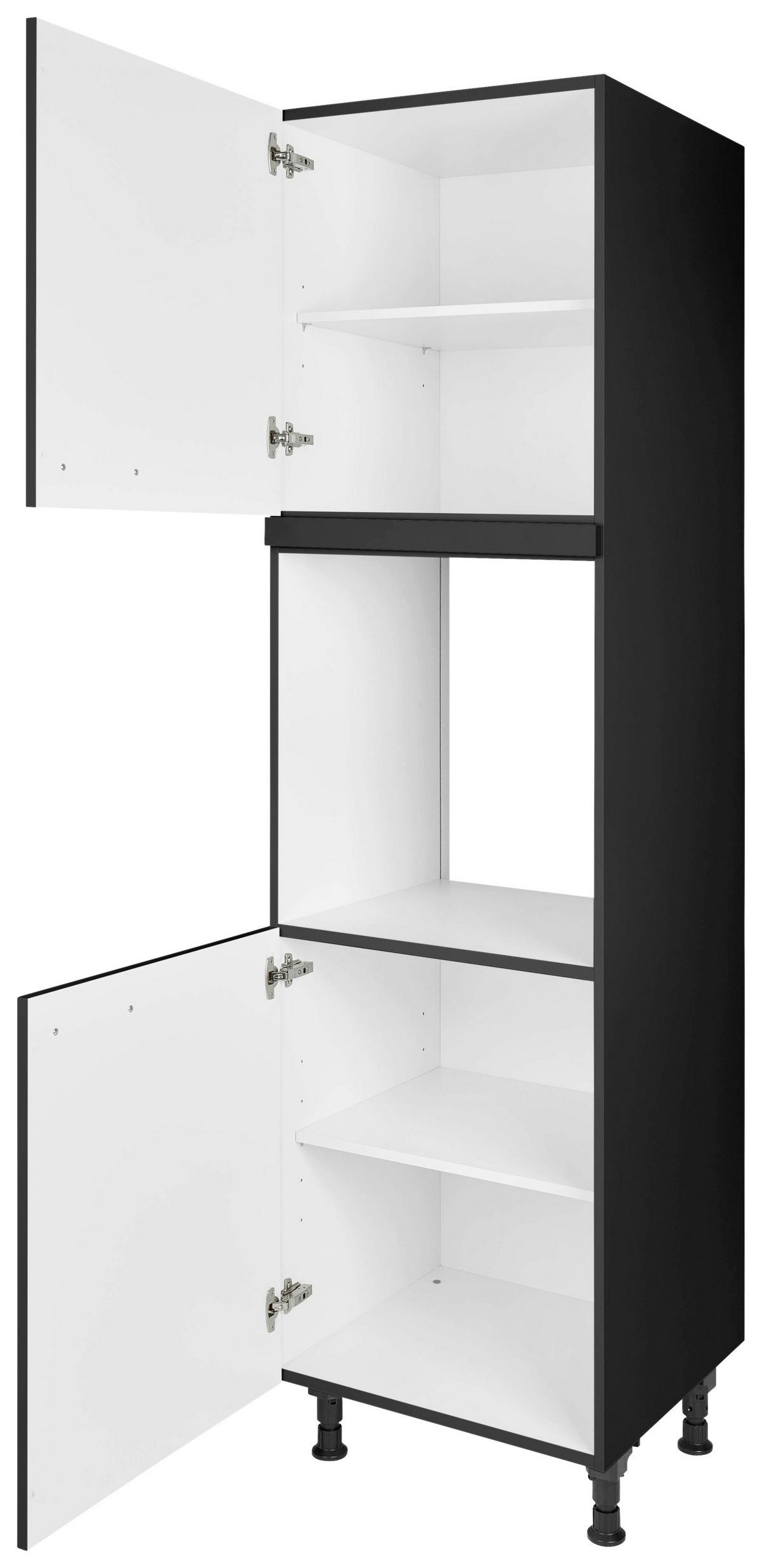 Geräteumbauschrank Touch Schwarz - Edelstahlfarben/Schwarz, MODERN, Holzwerkstoff/Metall (60/216,6/58cm) - Nobilia