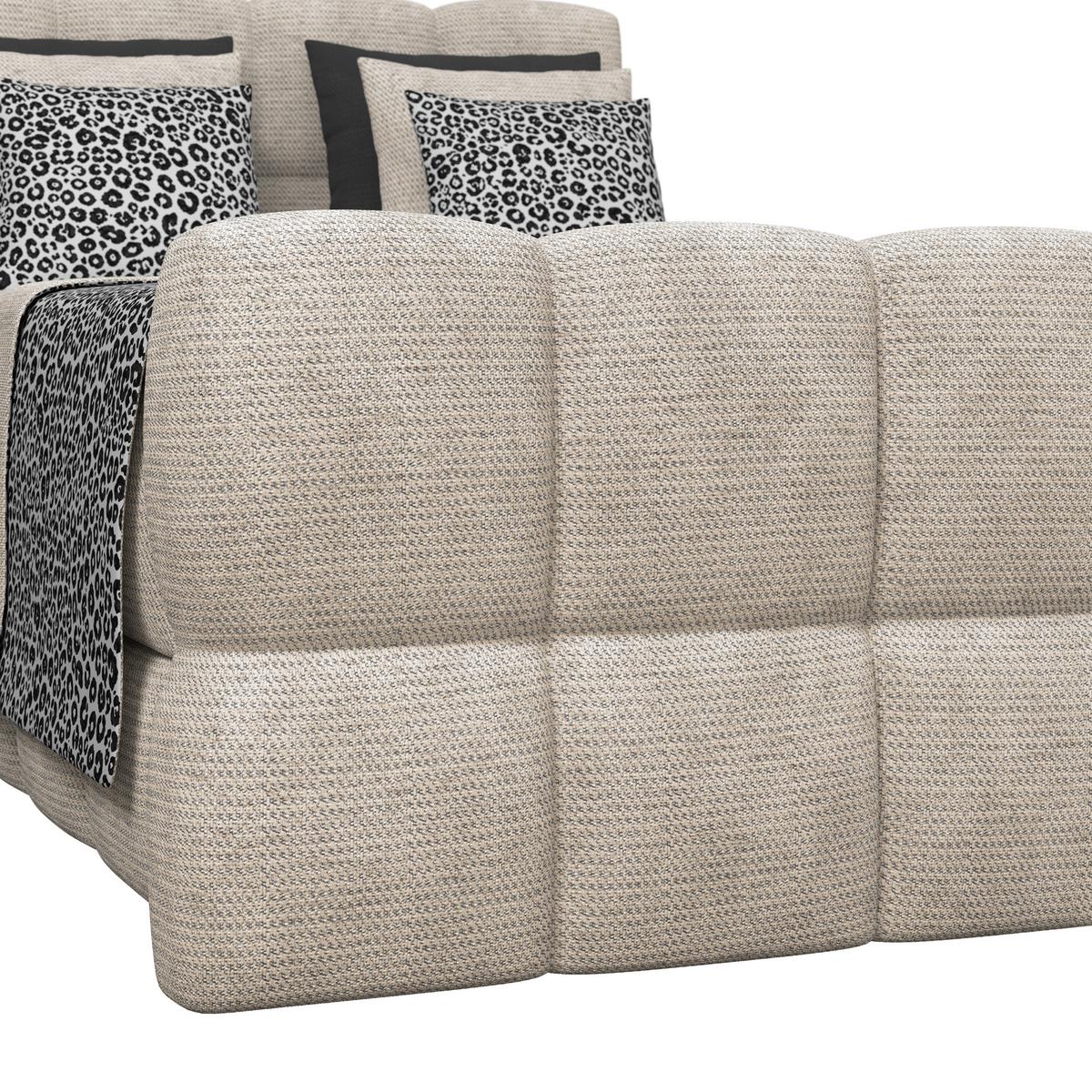 Postelja Boxspring Brisbane, Bež, 140x220 - črna/bež, Trend, kovina/umetna masa (140/220cm) - Premium Living