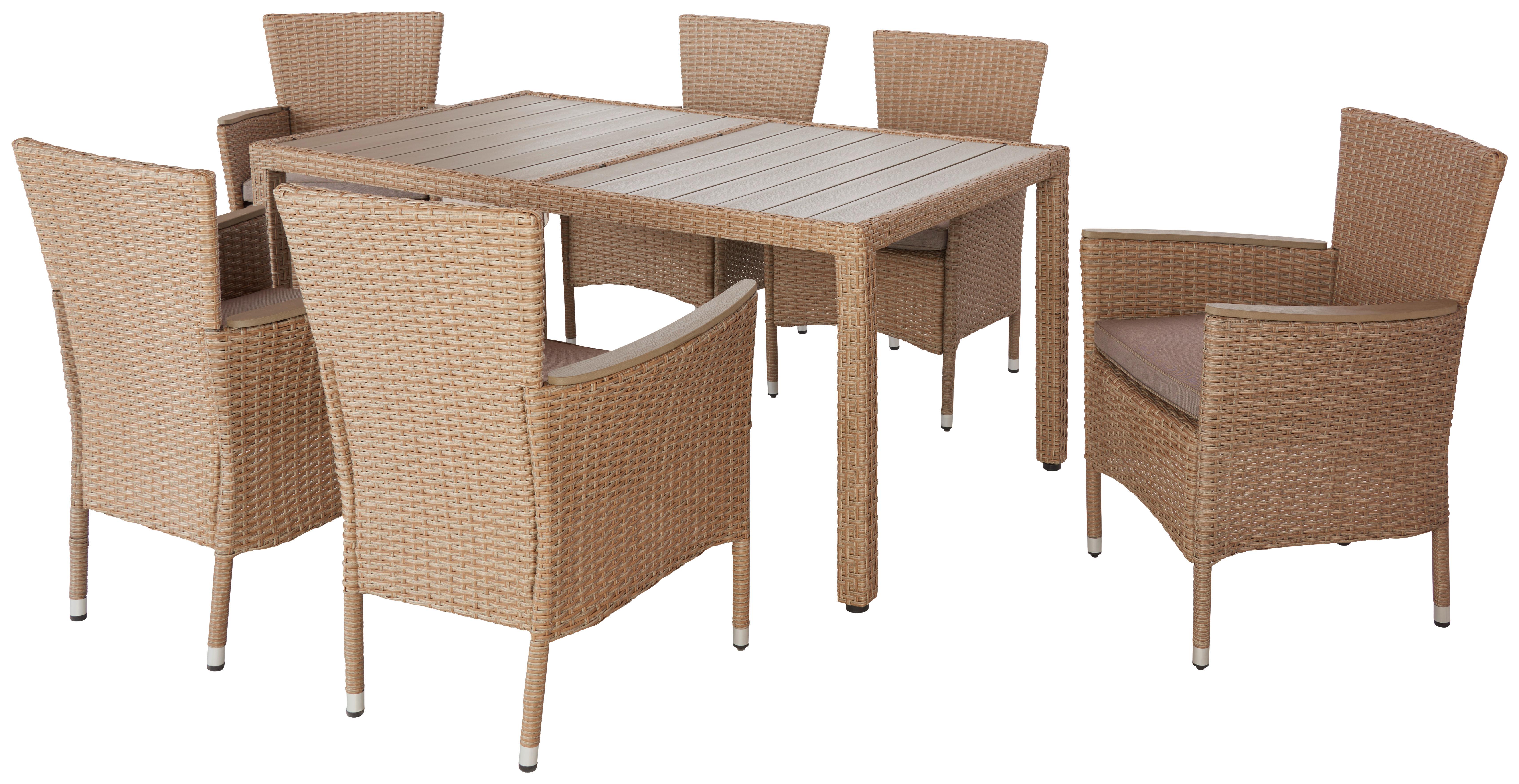 Vrtna Garnitura Porto Rio, Svetlo Rjava, Siva, 7-Delno - svetlo rjava/siva, Moderno, kovina/umetna masa - Modern Living