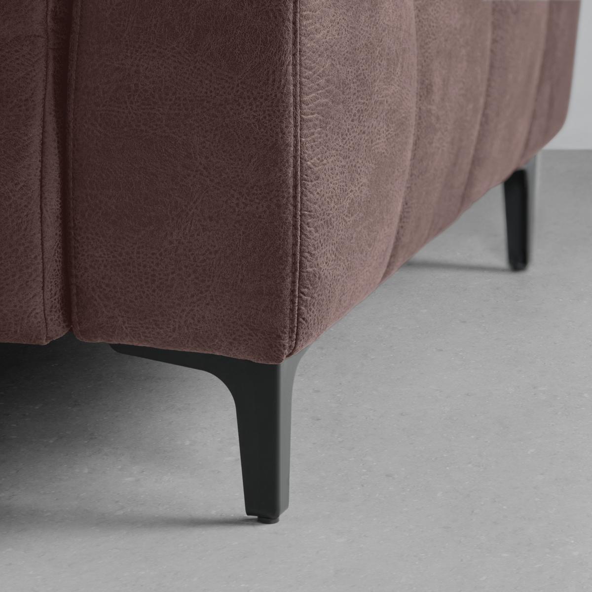 Ecksofa Panama links Braun - Schwarz/Braun, KONVENTIONELL, Textil/Metall (216/89-102/304cm) - Premium Living