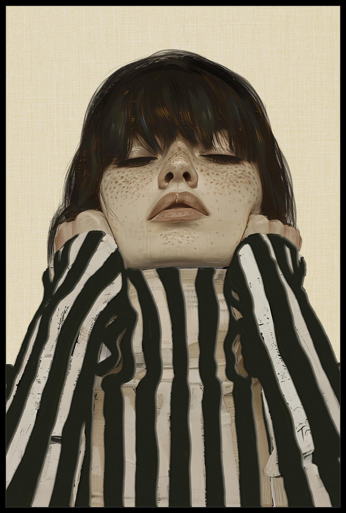 Keilrahmenbild Denise Small Schwarz/Beige - Beige/Schwarz, MODERN, Holzwerkstoff/Kunststoff (60/90cm) - Premium Living