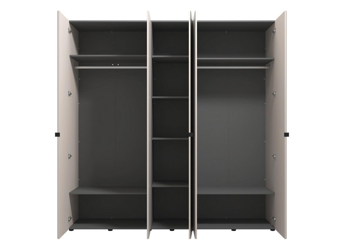 Ruhásszekrény Tükörrel Lucca - kasmírszínű/fehér, Basics, faalapú anyag/Üveg (224/226,5/56,5cm)