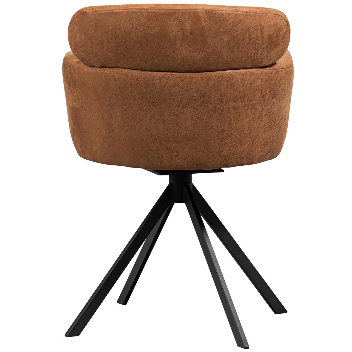 Armlehnstuhl-Set Fenne Cognac B: 58cm - Cognac/Schwarz, MODERN, Textil/Metall (58/80/60cm) - Livetastic