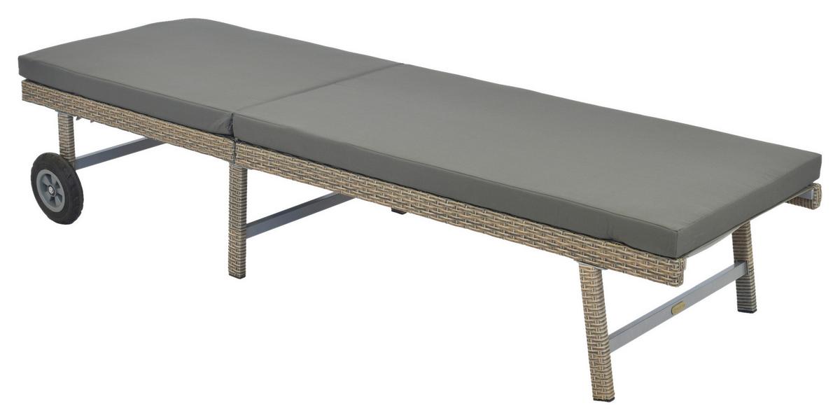Vrtni Ležalnik Navarra - siva/bež, Moderno, kovina/umetna masa (202/35/65cm) - Gardenson