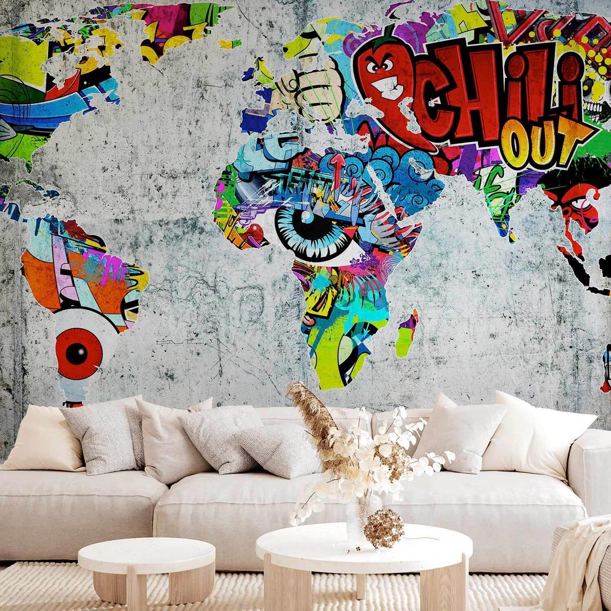 Fototapeta World Map, 150x105cm - večbarvno, Trendi, tekstil (150/105cm) - artgeist