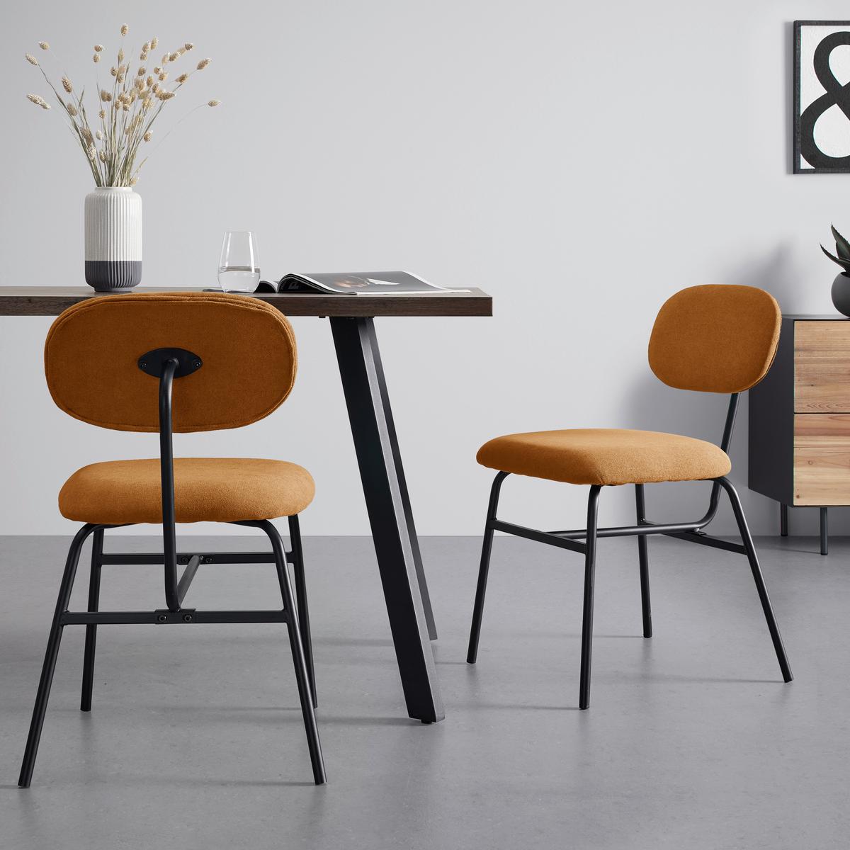 Stuhl-Set Pino Orange Mikrofaser - Schwarz/Orange, MODERN, Holz/Textil (46/80/55cm) - Bessagi Home