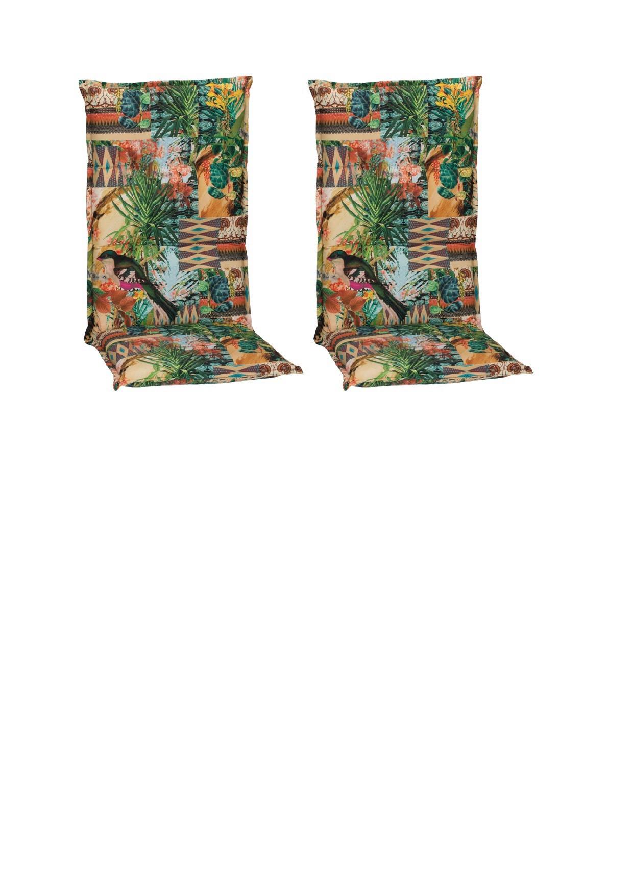 Hochlehner Auflagen Texas 2er-Set ca. 118x46cm Dschungel - Grün, Basics, Textil (118/46/8cm) - Gardenson
