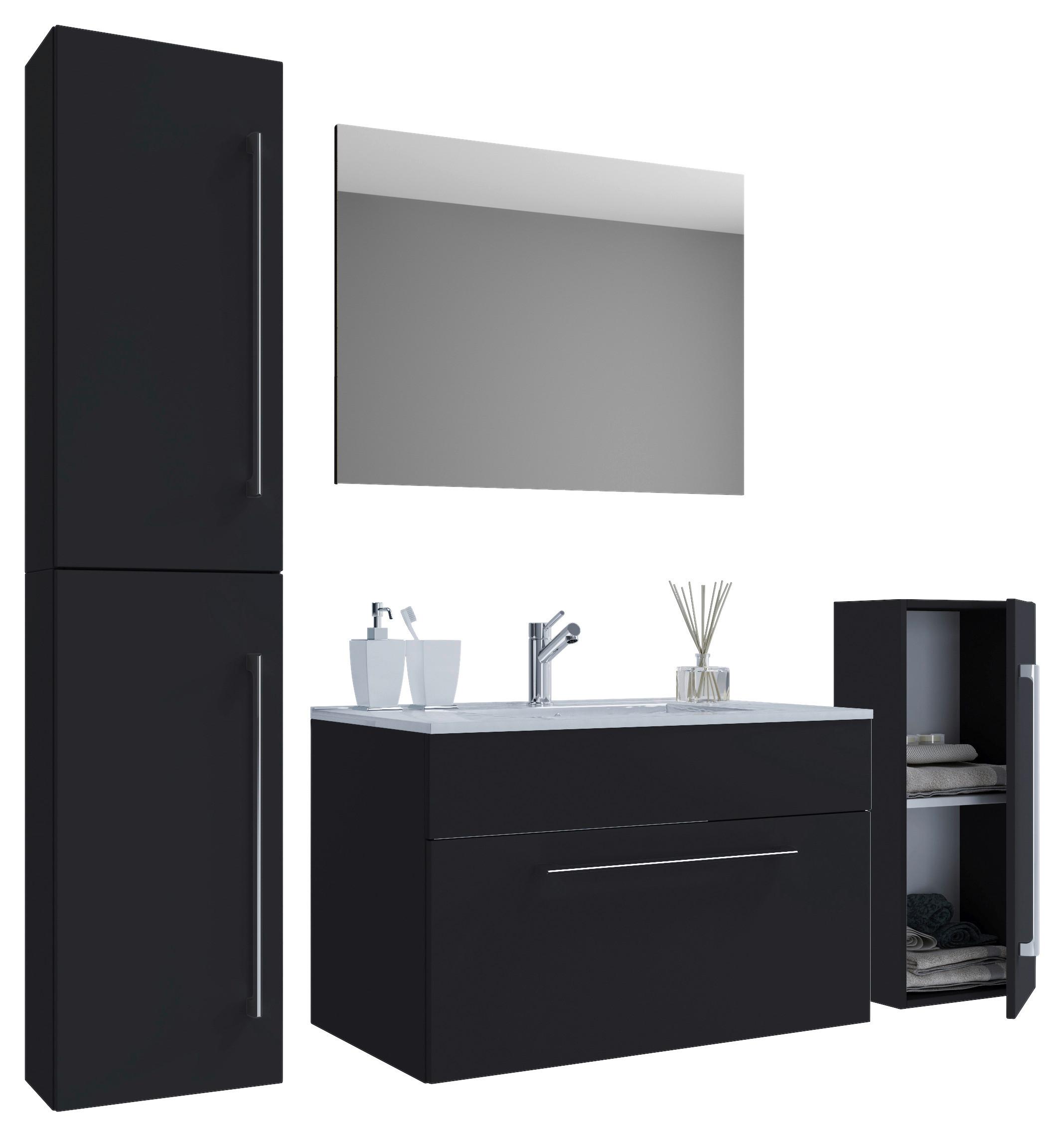 Kopalnica Badinos, Črna - črna/bela, Moderno, kovina/leseni material (126cm) - MID.YOU