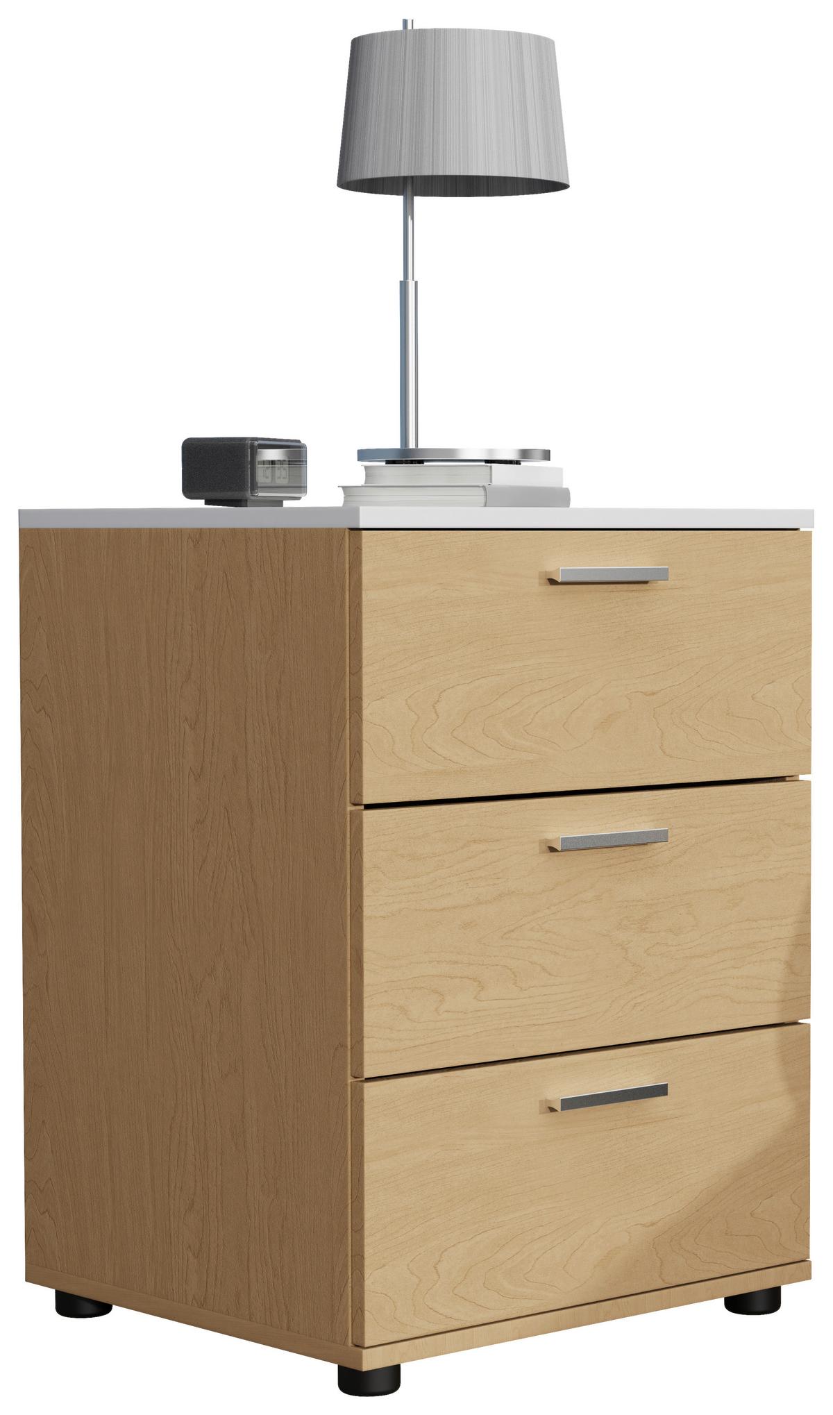 NACHTTISCH TESTALO - Honigeiche/Weiss, Modern, Holzwerkstoff/Kunststoff (46/59/42cm) - MID.YOU