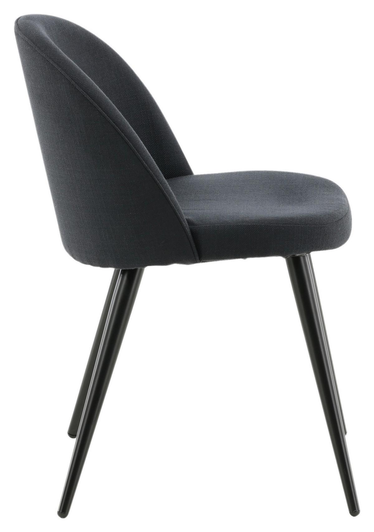 STUHL-SET VELVET - Schwarz, Design, Textil/Metall (57/76,5/50cm) - Livetastic