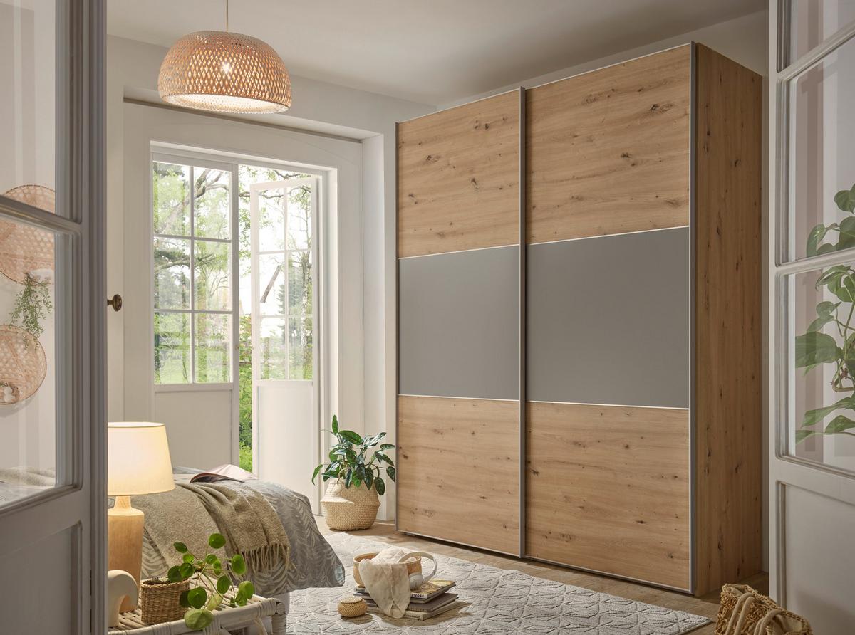 Ormar S Kliznim Vratima Includo - siva/hrast Artisan, Design (225/222/68cm) - Premium Living