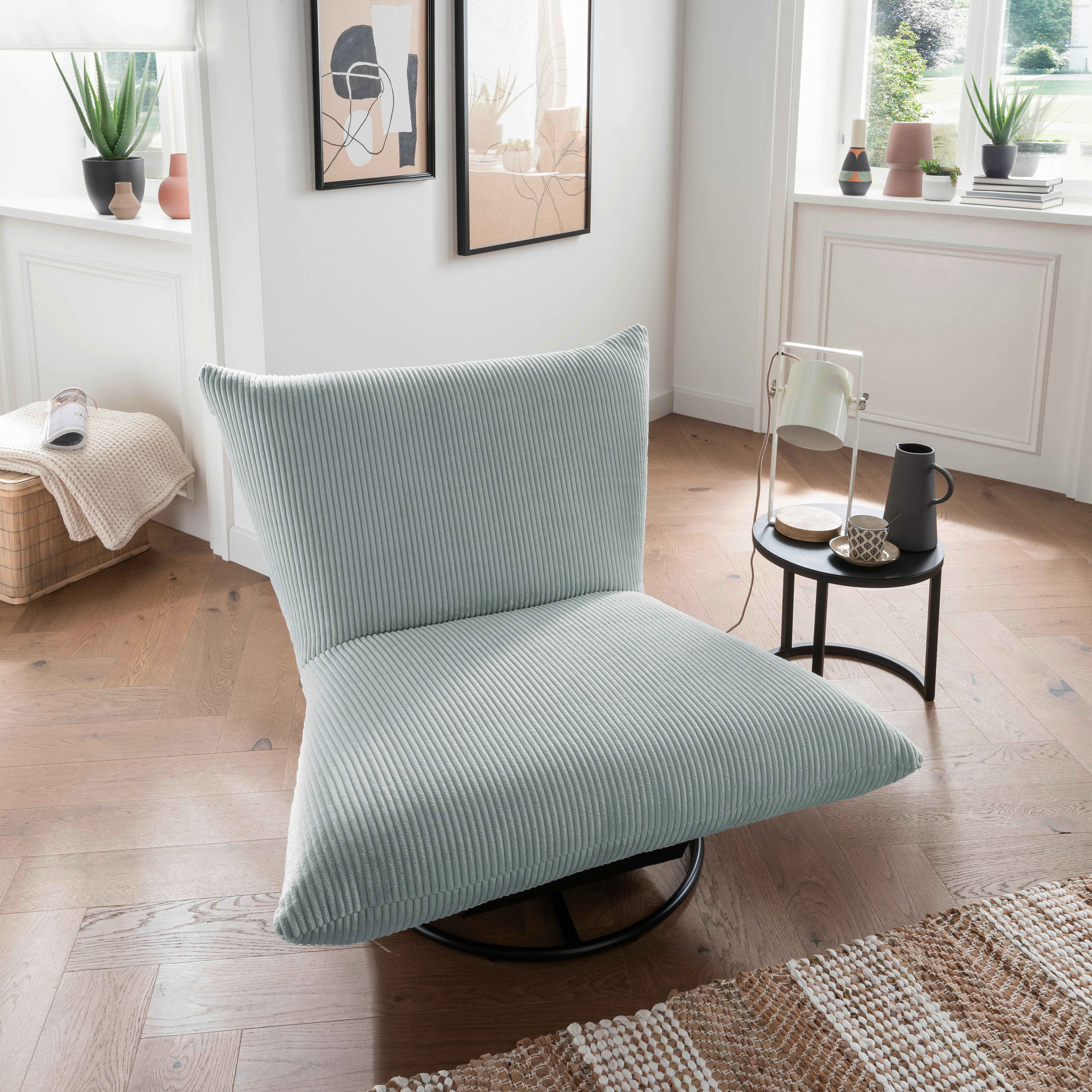 Relaxsessel Cremona Hellblau - Schwarz/Hellblau, Design, Textil/Metall (100/78/96cm) - Livetastic