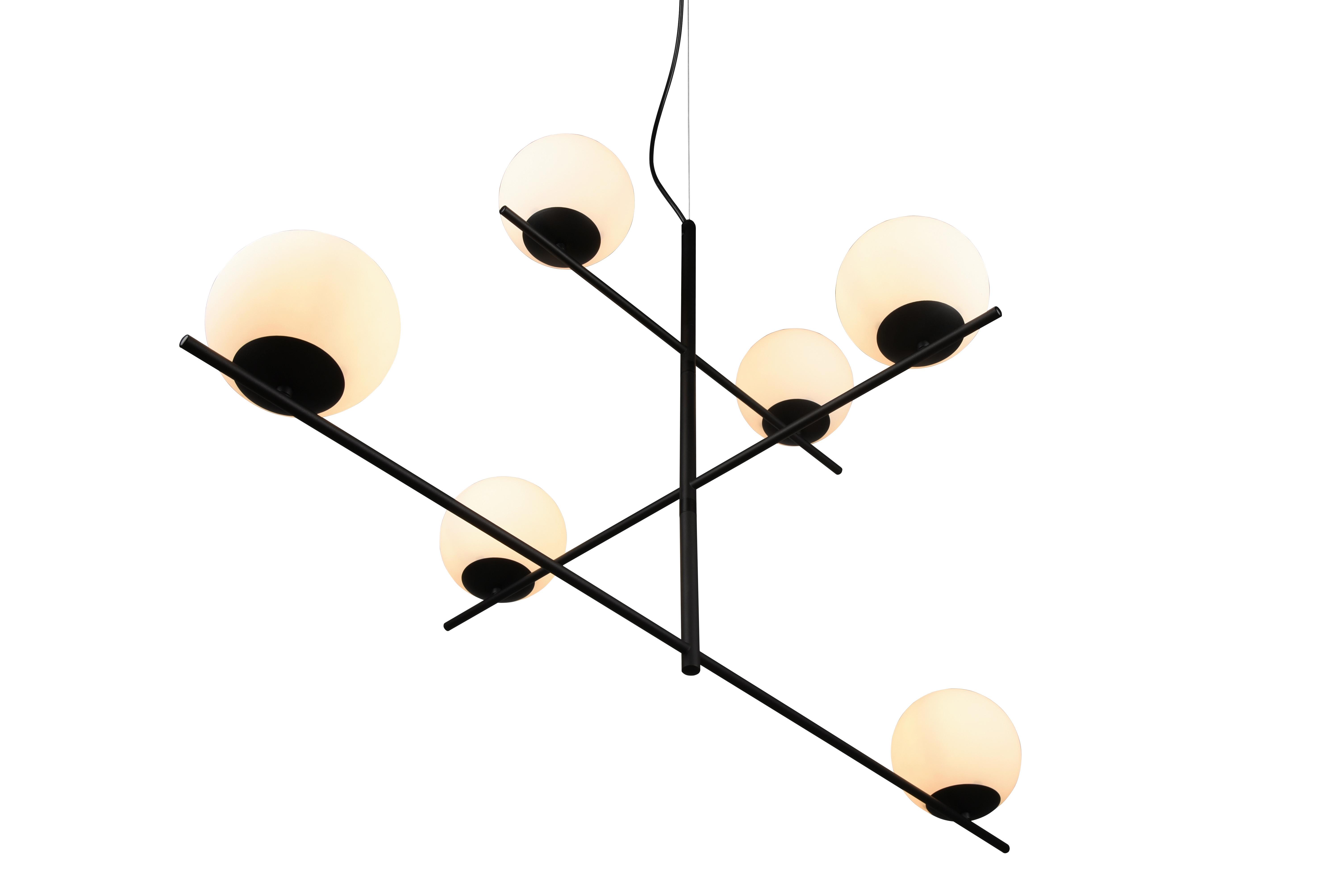 Pendelleuchte Pure Schwarz max. 28 Watt - Schwarz/Weiß, MODERN, Glas/Metall (115/150/80cm) - Trio Leuchten