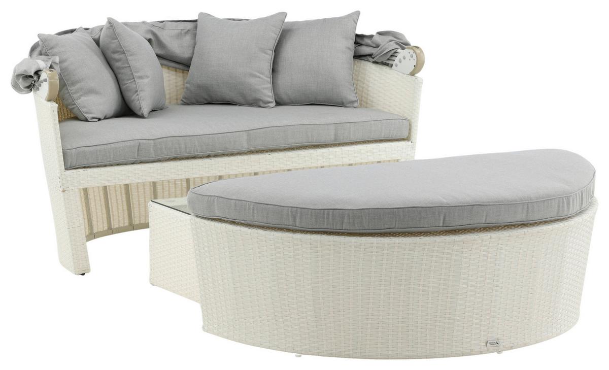 Sonneninsel Padova ca. 153x72x76 cm Weiß - Weiß, KONVENTIONELL, Kunststoff (153/72/76cm) - Gardenson