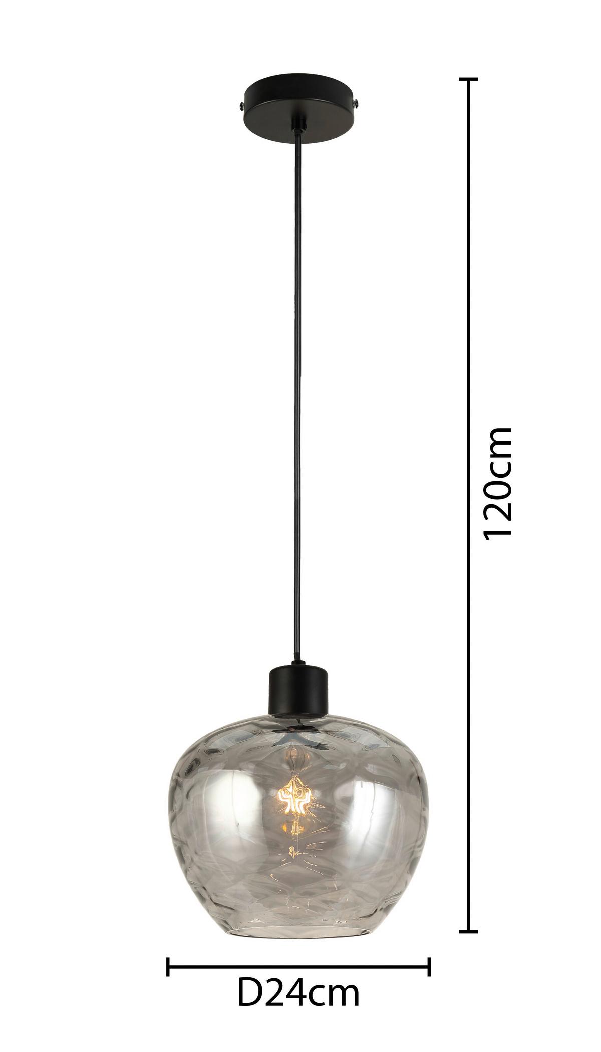 Függőlámpa Ruz - fekete, Modern, Üveg/fém (24/120cm) - Modern Living