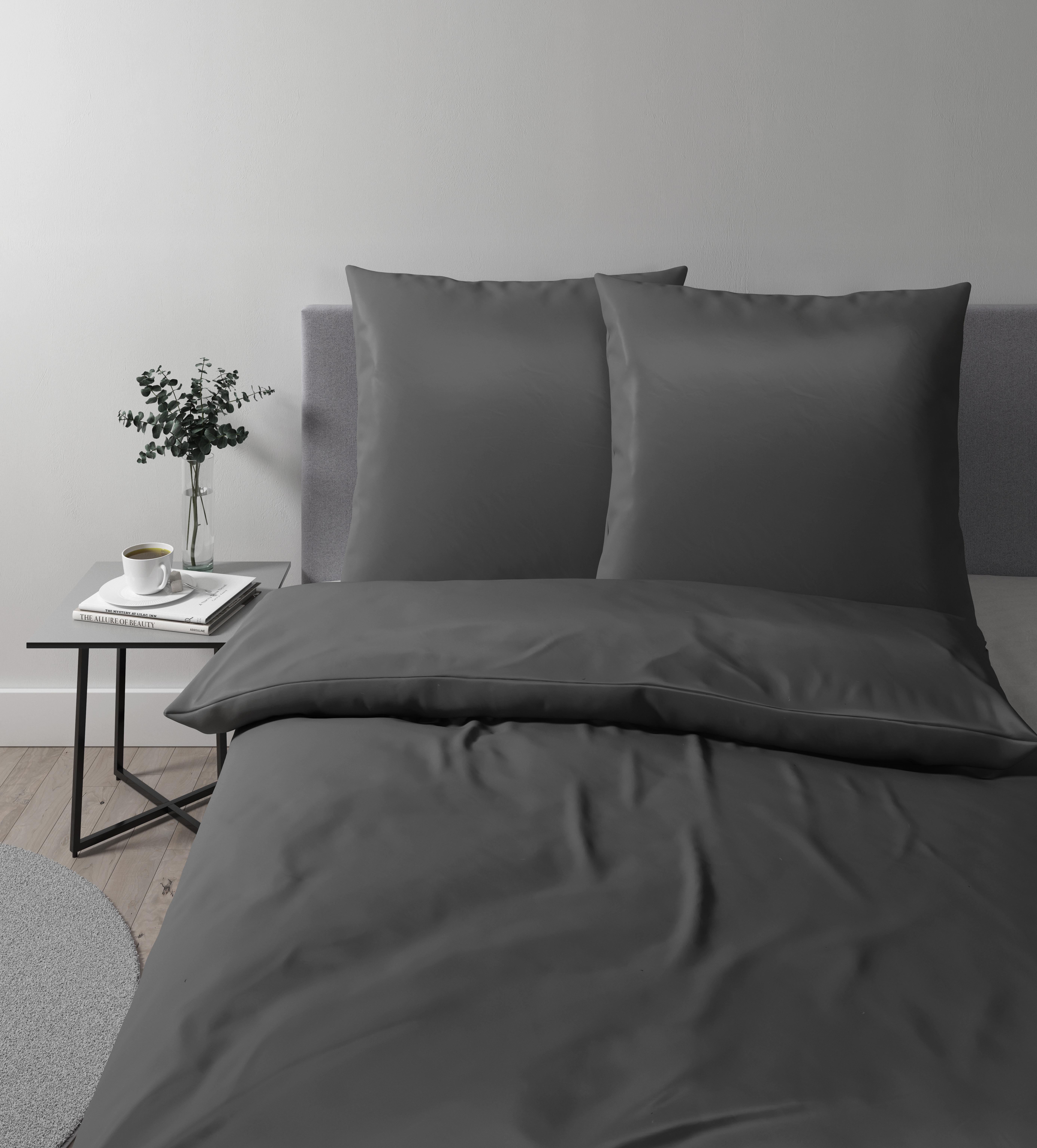 Bettwäsche Alex Uni XXL ca. 200x220cm - Schieferfarben, MODERN, Textil (200/220cm) - Premium Living