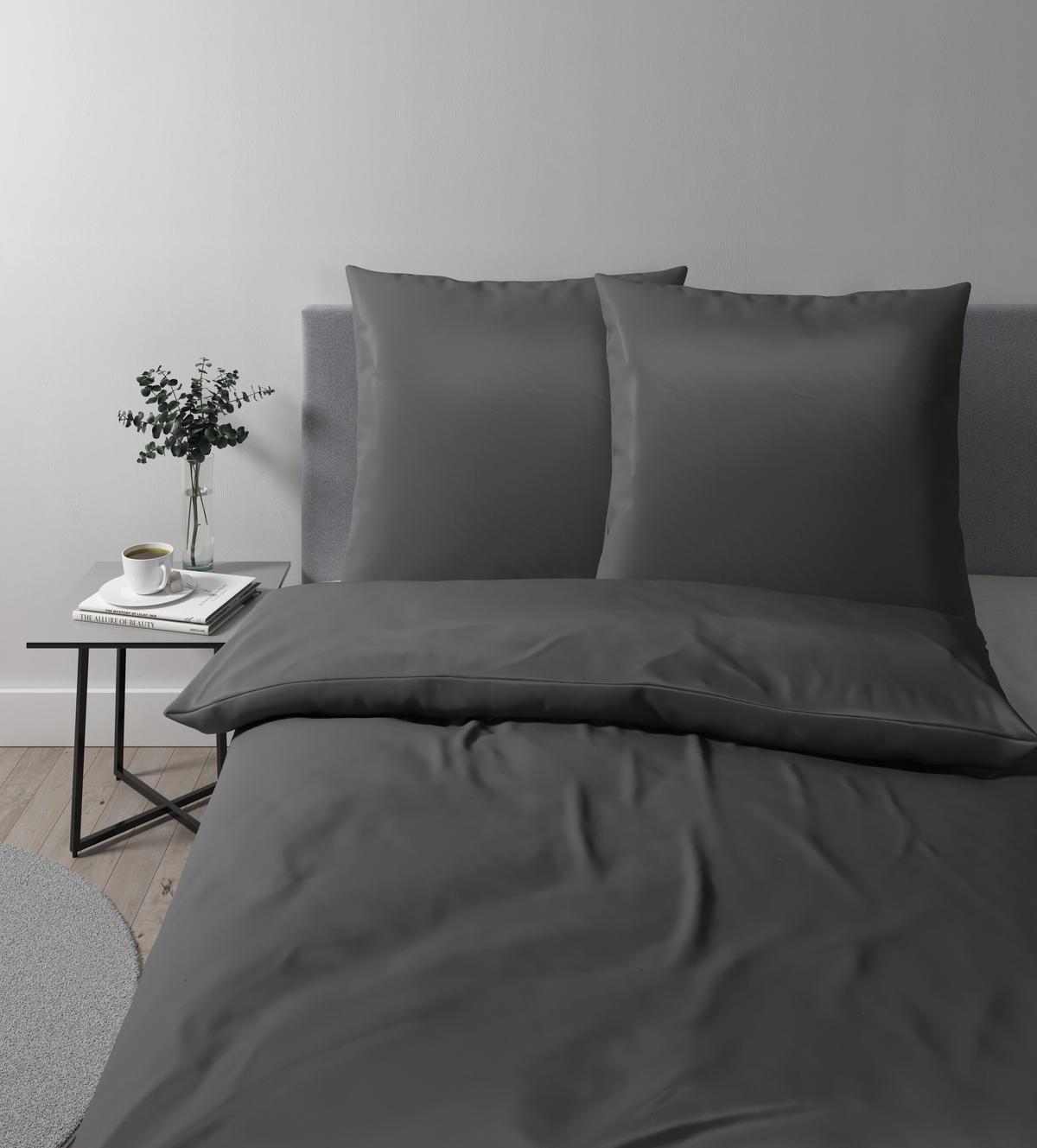 Bettwäsche Alex Uni XXL ca. 200x220cm - Schieferfarben, MODERN, Textil (200/220cm) - Premium Living
